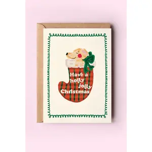 Holly Jolly Christmas Stocking Greeting Card