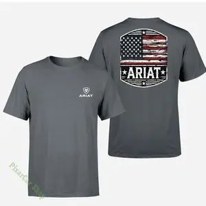 Ariat American Flag T-shirt, Ariat Logo Graphic Mens And Womens Short Sleeve T-shirt, Gift For Bf