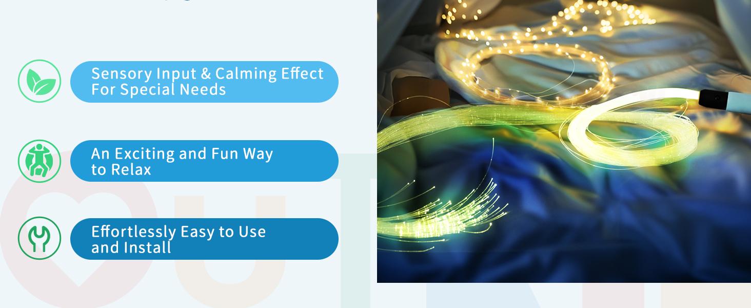 (Summer Turn-Up)OUTREE Light Up Pod Swing with Fiber Optic Light, 16 Lighting Effects, Sensory Swing for Individuals with Sensory Needs, Summer Turn Up & Father's Day Deal