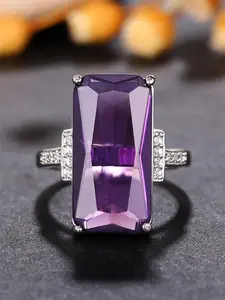 1 PC Gorgeous Style Purple Cubic Zirconia Ring For Women For Wedding Engagement Anniversary Party Jewelry Valentine's Day Gift Elegant Engagement Ring