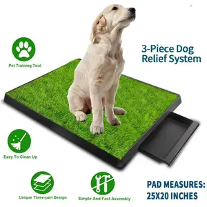 Pet Potty Training Turf - 3-Layer Portable Indoor/Outdoor Pad w/Tray for Dogs & Cats, Small-Medium, Accident-Free, Easy Cleanup, Non-Toxic Materials