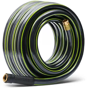 Worth Garden 5/8 in. x 50 ft. Water Hose - Heavy Duty Durable Non Kinking Black Garden Hose - PVC Material Hose with Solid Fittings - Flexible Hose