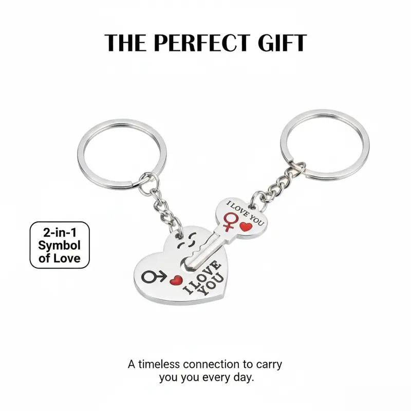 Women's 2-Piece Cute Heart Design Resin Keychains - Casual Couple Lovers' Key Rings, Leisure Accessory for Indoor Recreation, Ideal Gift for Women, Cute Keychains, Heart Design Keychain