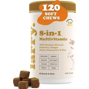 8-in-1 Multivitamin Dog Supplement by Larry | Heart, Digestion, Liver, Skin, Coat & Joint Support Supplement for Dogs | with Vitamins, Minerals, Omegas & Glucosamine Chondroitin | 120 Soft Chews, Daily Health Formula, Vet Recommended Dog Vitamins