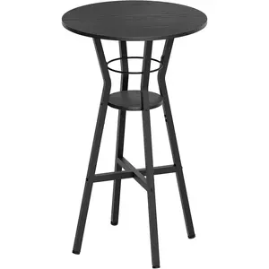 Bar table, double-layered round high table, bar table, home bar height, small restaurant table, suitable for kitchen, living room, conference room, bar, black