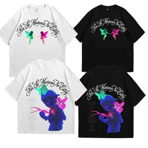 Omar Courtz Por Si Mañana No Estoy Fairy Graphic T-Shirt, Latin Trap Aesthetic Neon Angel Streetwear Style Retro Tee, Unisex Music Fan Outfit for Concert Lovers Daily Wear, Oversized Cotton Summer Casual Shirt