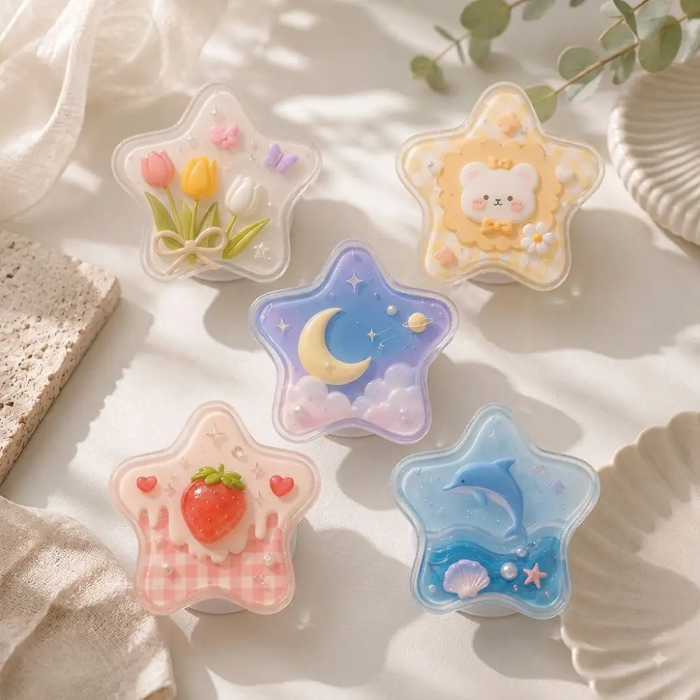 Retro Kawaii Star Phone Grip Magnetic 2d arcylic Expandable Stand Aesthetic Cute Gift for Star Lovers