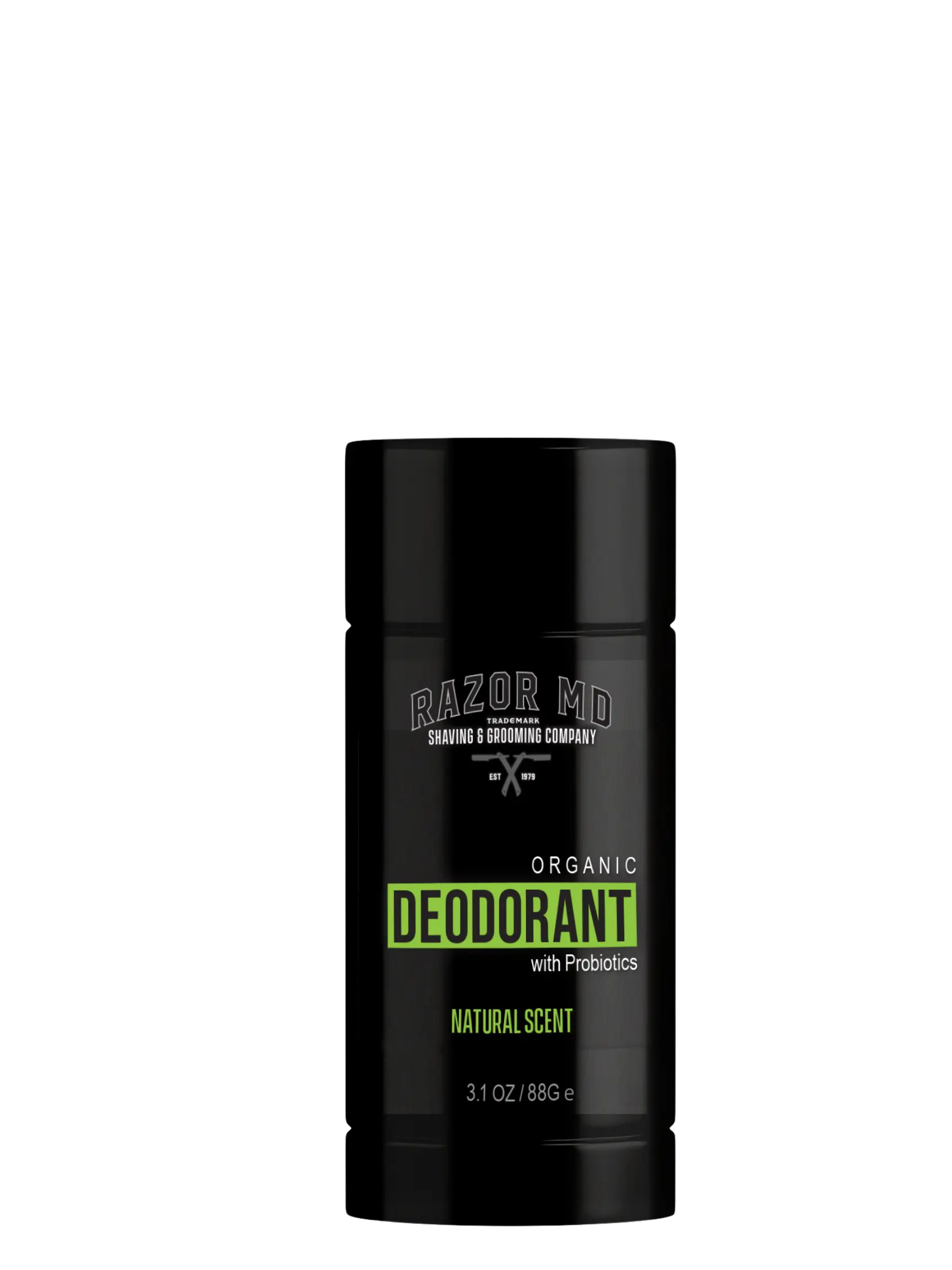 RAZOR MD Organic Deodorant Aluminum-Free Natural Scent 3.1oz Made in USA Body Care with Probiotics Organic Ingredients Compact Size