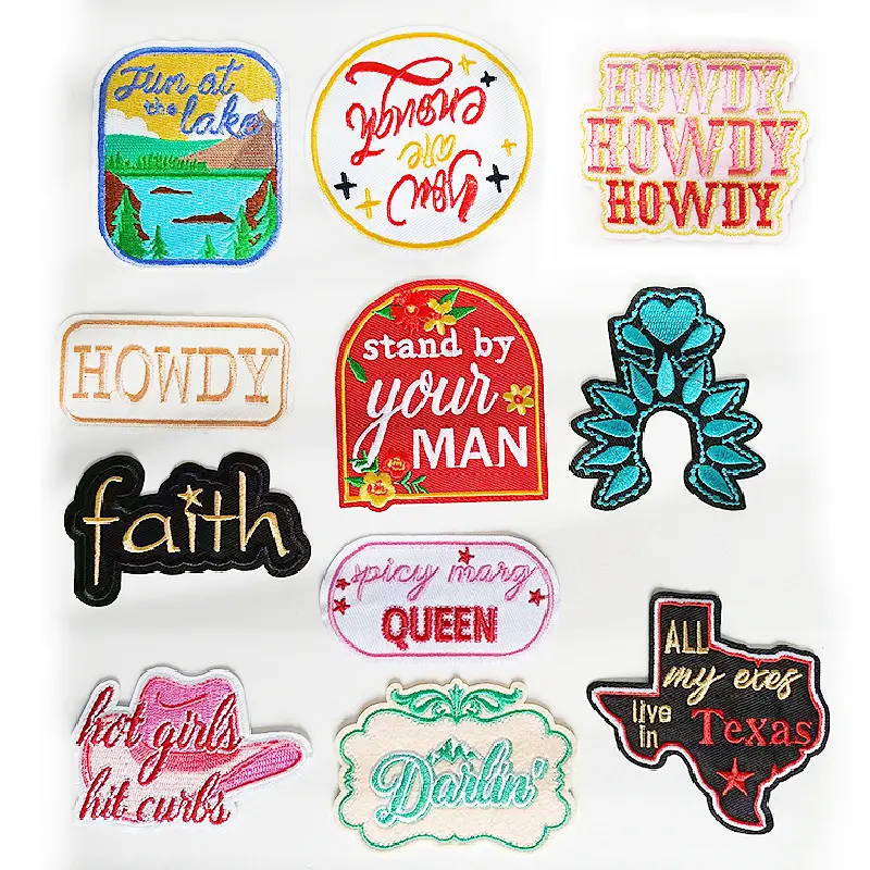 12Pcs Western Cowboy Embroidery Iron-On/Sew-On Patches - Polyesterban, Hot Melt Back, Easy Application, Iron On Patches for Western Look, Covers Holes/Stains, Decoration for DIY, Ideal Personalized Gifts, Friends, Family