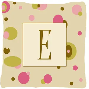 212 MAIN Initial Letter E Monogram Decorative Pillow - Tan Dots Heavyweight Fade-Resistant Fabric, Bedroom Decorative Accessories, for Indoor/Outdoor Use