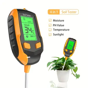 Digital Soil Tester, 4-in-1 PH, Moisture, Temperature, and Light Intensity Testing Tool, Plastic, with Backlit LCD Display, Suitable for Garden, Lawn, Plant Care, Indoor/Outdoor Farm