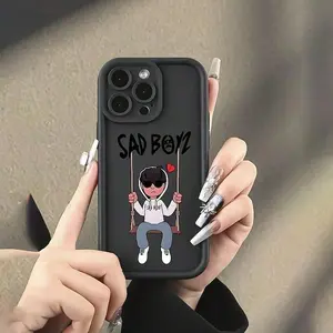 Sad Boy Cartoon Print Phone Case Protection for iPhone 7/8/x/XS/XR/XS Max/11/12/13/14/15/16/17 Pro Max, Perfect Gift for Couples, Girls, Boys