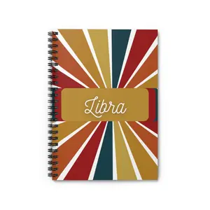 Libra Spiral Composition Notebook - Ruled Line - Zodiac Sign - Rainbow themed