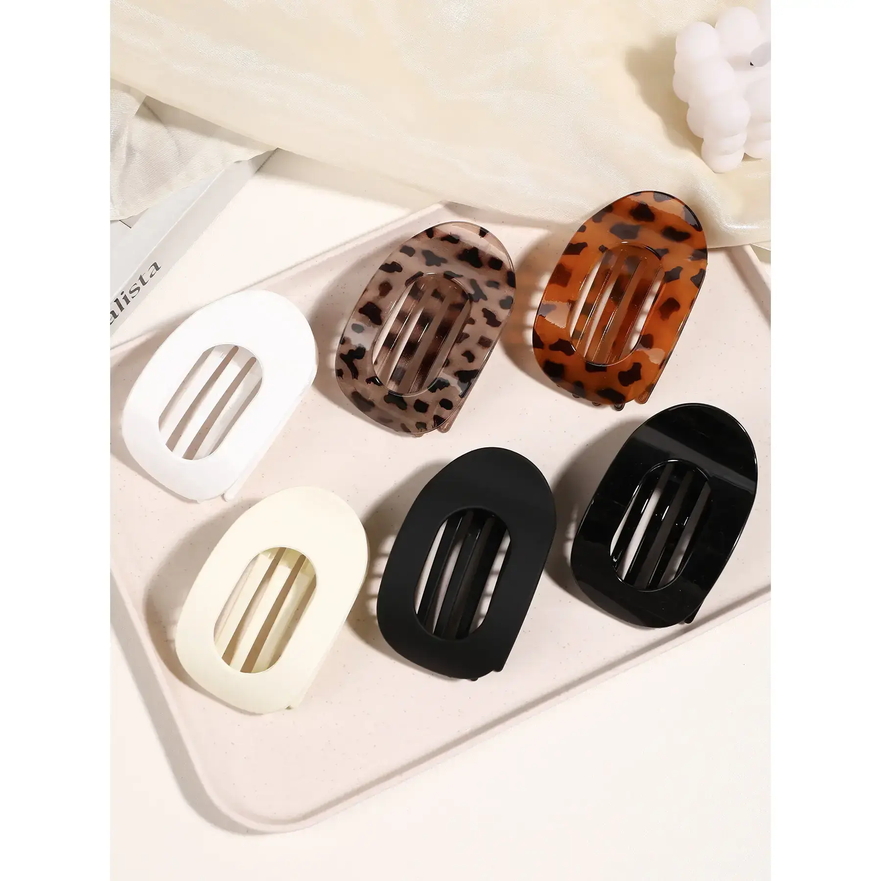Large flat round hairpin oval hair care clip, suitable for dense, medium and fine hair, hairpin, short hair, hair and elegant duck fur, suitable for thick hair