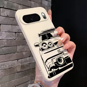 Rounded Edge Phone Case for Google Pixel 10 9 XL 8 7 Pro A  Sports Car Silhouette Pattern Anti-Scratch Shockproof TPU Bumper Drop-proof Cover Cellphone Protective