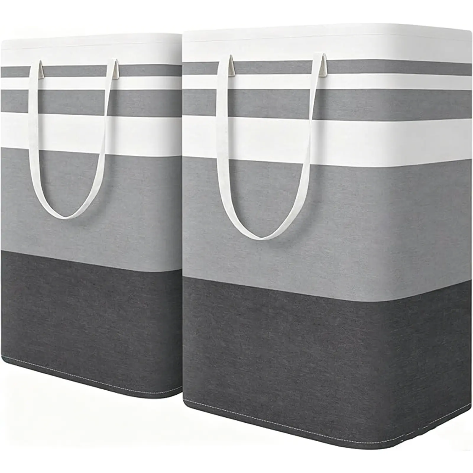 2-piece large laundry basket waterproof independent dirty clothes storage bag foldable high clothes basket with extended handle (gradient gray 75L)