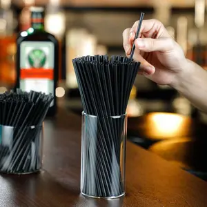 Black Disposable Thick Straws, Individually Wrapped PET Straws for Milkshakes, Large Diameter Drinking Straws for Bubble Tea Shop – For Women Men Home Party Gift