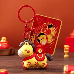 Cute Chinese Zodiac Horse Charm Keychain| Silicone and Zinc Alloy, Creative New Year, Hopees for Good and Wealth Year of the Horse Keychain, "Get Money Instantly" Lucky Horse Charm, 2026 Chinese Zodiac Bag Accessory