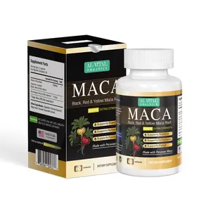 Al Vital Organics MACA Root Supplements - Black Red & Yellow Extra Strength Capsules - 60 Count for Natural Health Support - Edible & Optimum Nutrition Fitness Healthcare Dietary