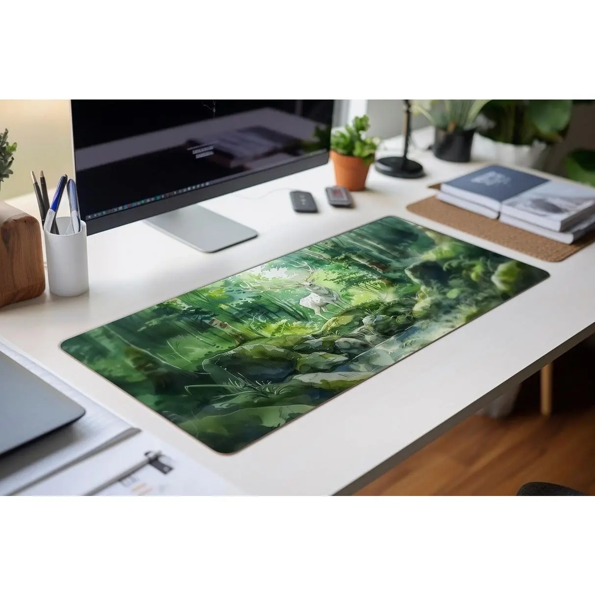 TOG Throne of Glass Desk Mat, White Stag, Lord of the North Terrasen, Large Desk Mouse Aesthetic Office Decor Bookish Merch for Her, Booktok