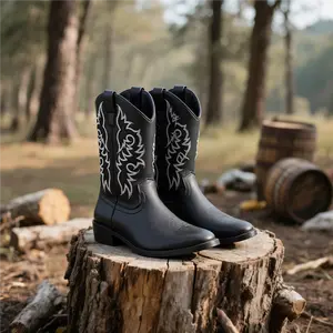 western boots men Men's Pointy Retro Embroidery High Cowboy Boots Fashion Desert Western Boots Footwear Walking Shoes Comfort pointed denim boots plus size cowboy boots tall tops riat men para caballero men western cowboy Vintage Western High-Top Cowboy