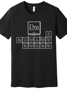 DnD Dungeon And Dragons Periodic Table Premium T-Shirt 230145 Funny Men's Short Sleeve Pattern T-Shirt Collection Black AA