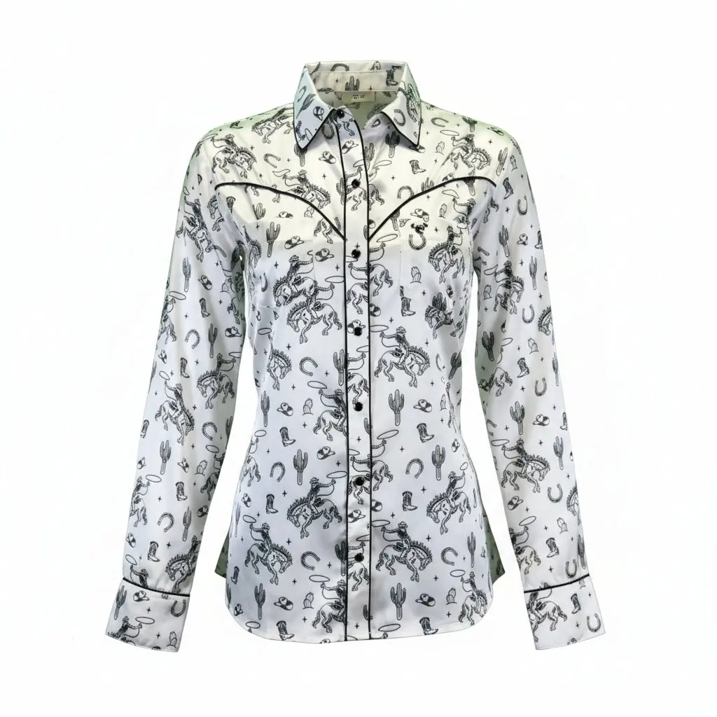 Women's CH Black "Buck N Boots" Long Sleeve Western Shirt