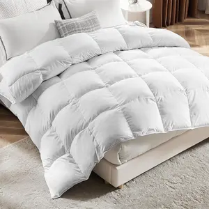 Premium All Season Down Comforter - Stay Warm and Cozy, Quilted Duck Feather Down Comforters, Ultra-Soft, King Size, Gray