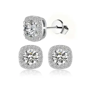 GRA Certified Lab Created Moissanite Earrings for Women, DDMS0012 Brilliant Cut Stone, Solid 925 Sterling Silver