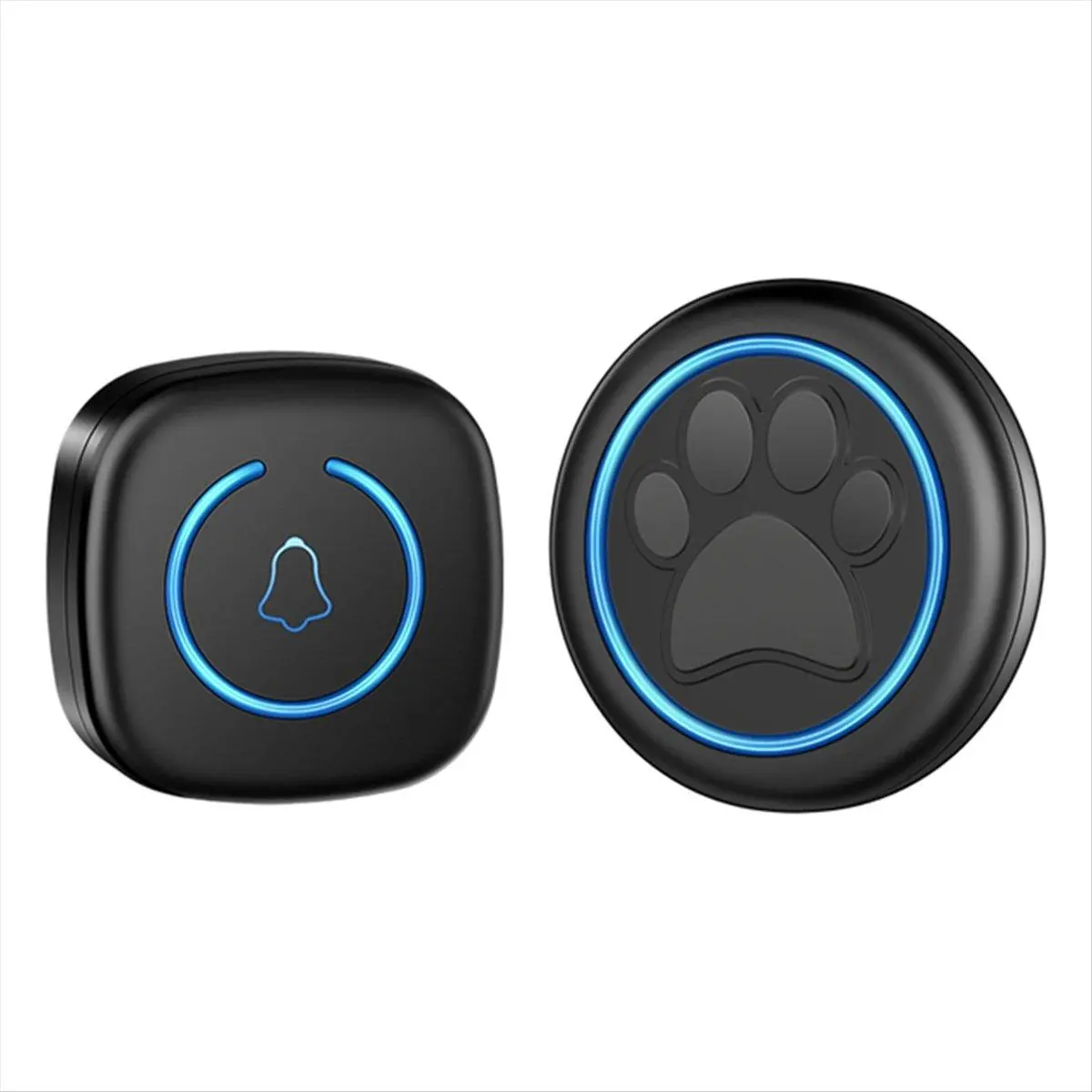 Black Compact Wireless Doorbell for Cats, 300M Range, 60 Songs, High Volume, Waterproof Smart Home Training Bell with US Plug (Car Exterior Decoration Accessory), Compact Bell