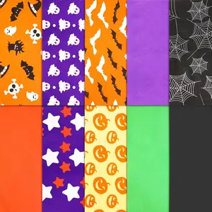 100 Sheets Halloween Tissue Paper Black  Orange Green Tissue Paper Pumpkin Bat  Wrapping Boxes for Halloween Fall Holiday Decoration  Packing 19.7 x13.8 Inch (10 Patterns)