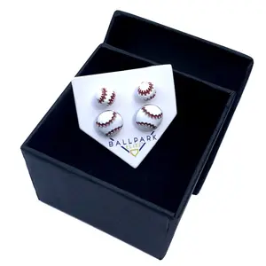 2 Pair Baseball Stud Earrings