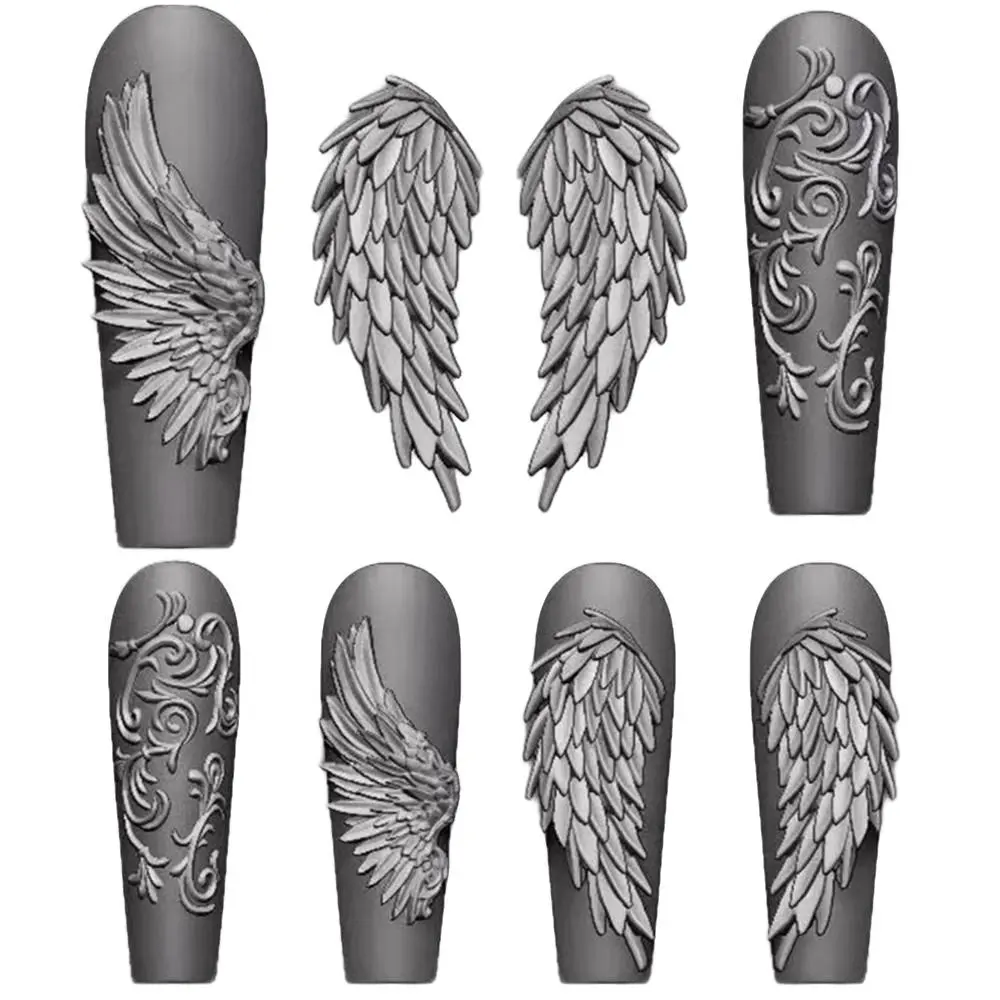 Nail Art Angel Wing Mold Set with 4 Unique Designs, Two Size Options for Perfect Nail Fit, Creative Manicure Art Nail Decoration Tools, Nail Art Equipment, Nail Art Accessories
