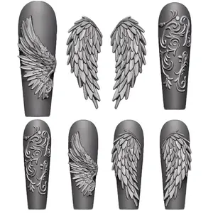 Nail Art Angel Wing Mold Set with 4 Unique Designs, Two Size Options for Perfect Nail Fit, Creative Nail Decoration Tools