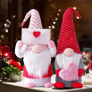 2Pcs Valentines Day Gnomes Decorations, Handmade Valentine Gnome Decor Mr & Mrs Swedish Tomte Stuffed Gnomes Plush Doll Knomes Ornaments for Girlfriend Wife Women