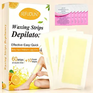 Sefundun Hair Removal Patches, 60 Pieces, Pain-Free Wax Strips, Contains Mineral Oil and Vitamin E, Moisturizes Skin