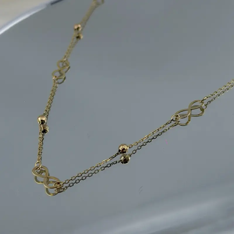 14k gold infinity chain, 17 inches + 1 inch extension
