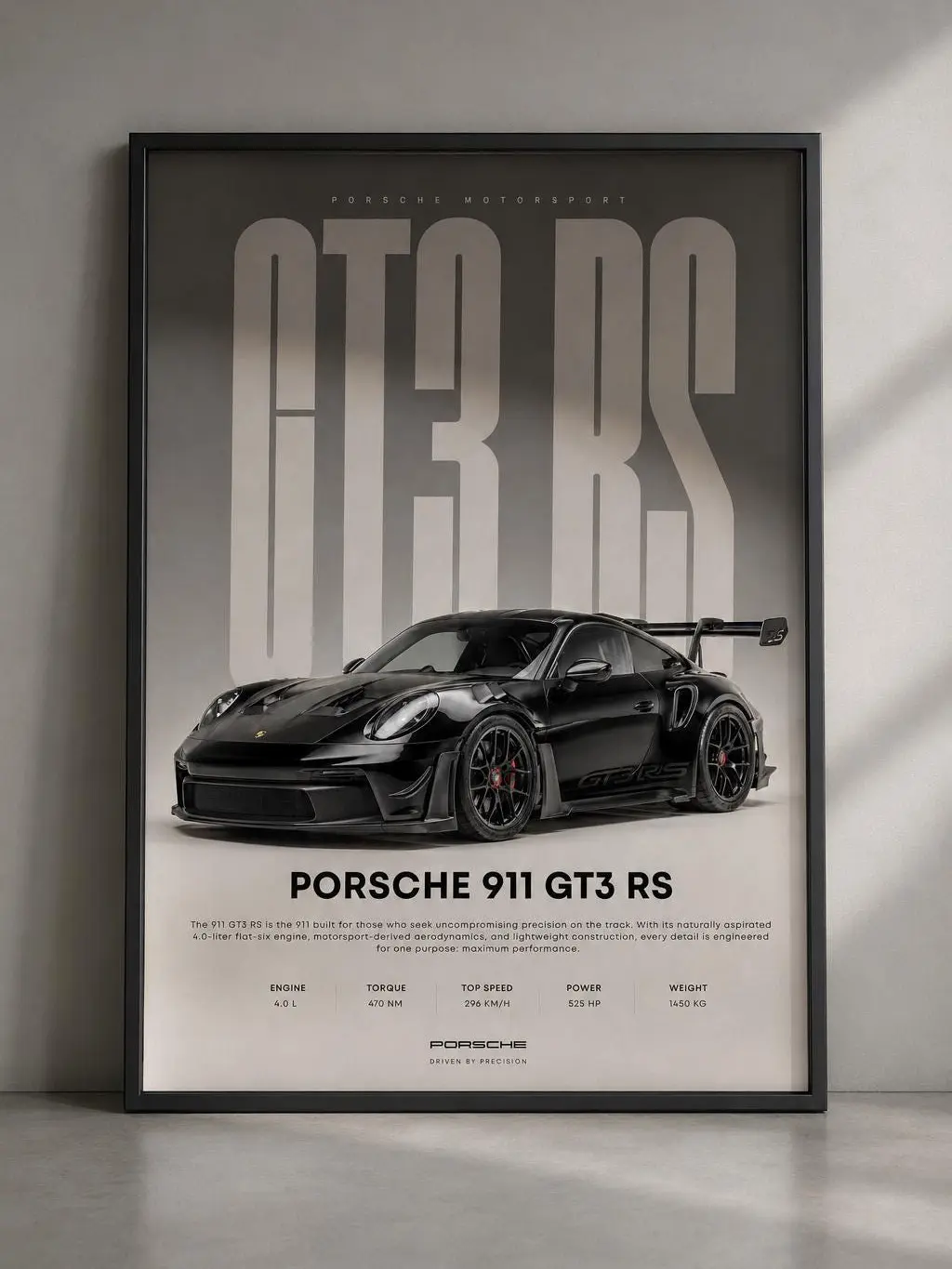 Porsche 911 GT3 RS Wall Art Print , Premium Automotive Poster, Product without frame
