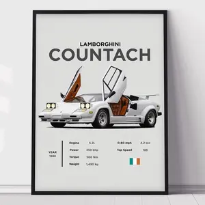 Poster Print, Lamborghini Countach Boys Room Decor, Home Office Art, Room Decor, Posters