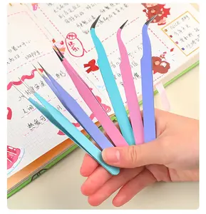 High Precision Mini Tweezers Set and 2 Counts/set DIY Scrapbooking Tool Creative Tweezers for Stickers, Home, School and Office