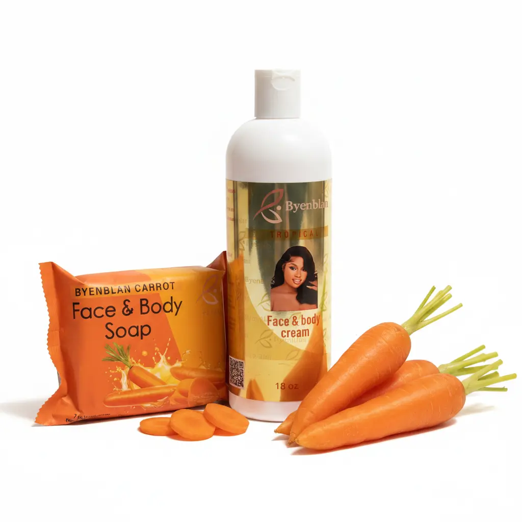ByenBlan Face & Body Carrot Cream 18 oz + Carrot Soap 7 oz | Face & Body Care Set
