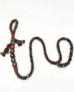 Artisanal Cotton Dog Leash No-Chafe Heavy-Duty Handmade 100% Natural Ultra-Soft Reinforced Stitching Metal Clasp for Comfort Security Adjustable Stainless Steel Martingale Collar