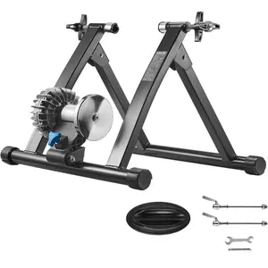VEVOR Bike Trainer, 26 - 29 Inch 700C Wheels, Foldable Fluid Bicycle Stationary Trainer Stand for Indoor Exercise Riding with Quick Release Skewer Front Wheel Riser Block, Fits Road Bikes, BlackVEVOR Super Brand Day