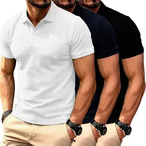 Men's Plaid Jacquard Knit Polo Shirt - Slim Fit, Casual Short Sleeve with Collar, Suitable for Summer Wear, National Day Attire, Fashion Men's Clothing - Short Sleeve funny men