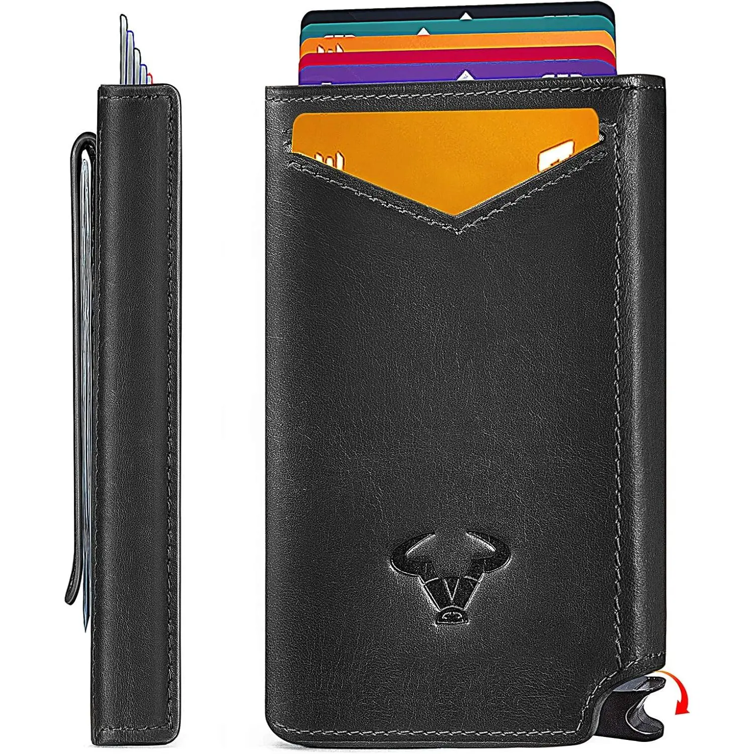 Mens Slim Wallet Card Holder, Aluminium  Clip Wallet fot  Men 8 Cards,RFID Blocking