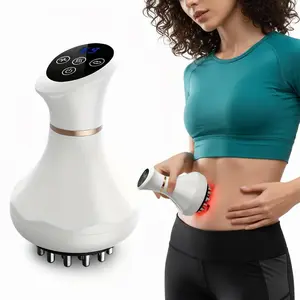Handheld Massager for Muscle & Lymphatic Support Mini Portable Electric Meridian Brush Rechargeable Device with Heat & Vibration for Full-Body Care on Neck, Back, Arms, Waist, Belly & Legs Relaxing Tool