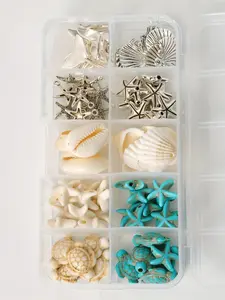 Bohemian Ocean Series DIY Accessories Box, Turtle Starfish Shell Beads Pendants, Necklace Bracelet Anklet Making Supplies