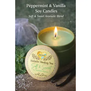 Soft & Sweet Peppermint Vanilla Soy Candle – Aromatherapy Candle | Relaxing Mint & Vanilla Scent | Patchies Holistic Healing