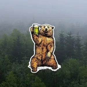 Bear Beer Sticker, Vinyl sticker, Laptop sticker, Yeti cooler sticker, Water Bottle Sticker, Funny Sticker, MacBook Sticker
