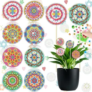 8-piece set, 5D diamond art flower vase, mandala DIY diamond painting flower pot decoration sticks, includes support sticks, handmade art flower arrangement sticks, includes tool kit, suitable for adults.